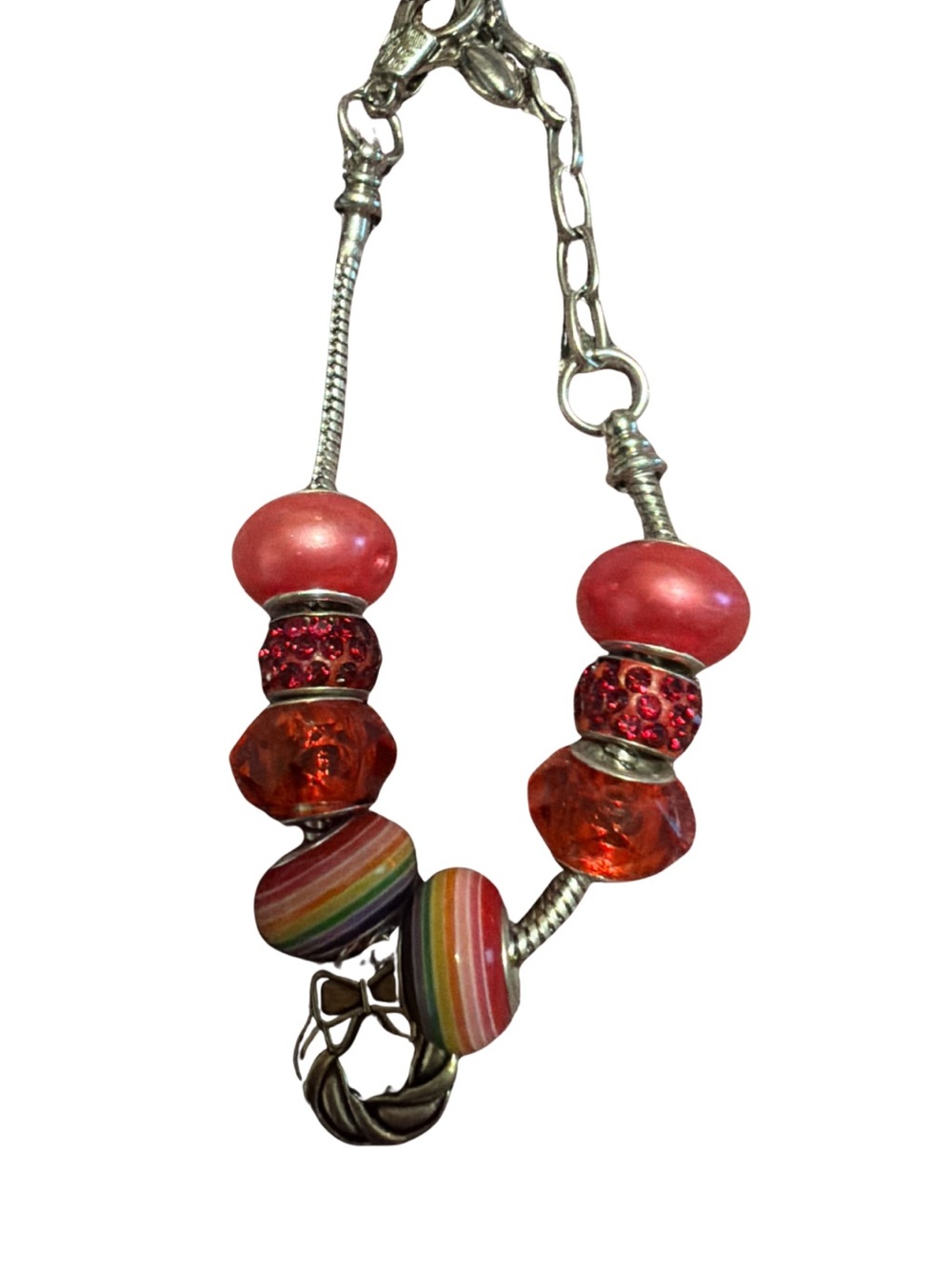 Pink and Red Bead Charm Bracelet - Women Jewelry